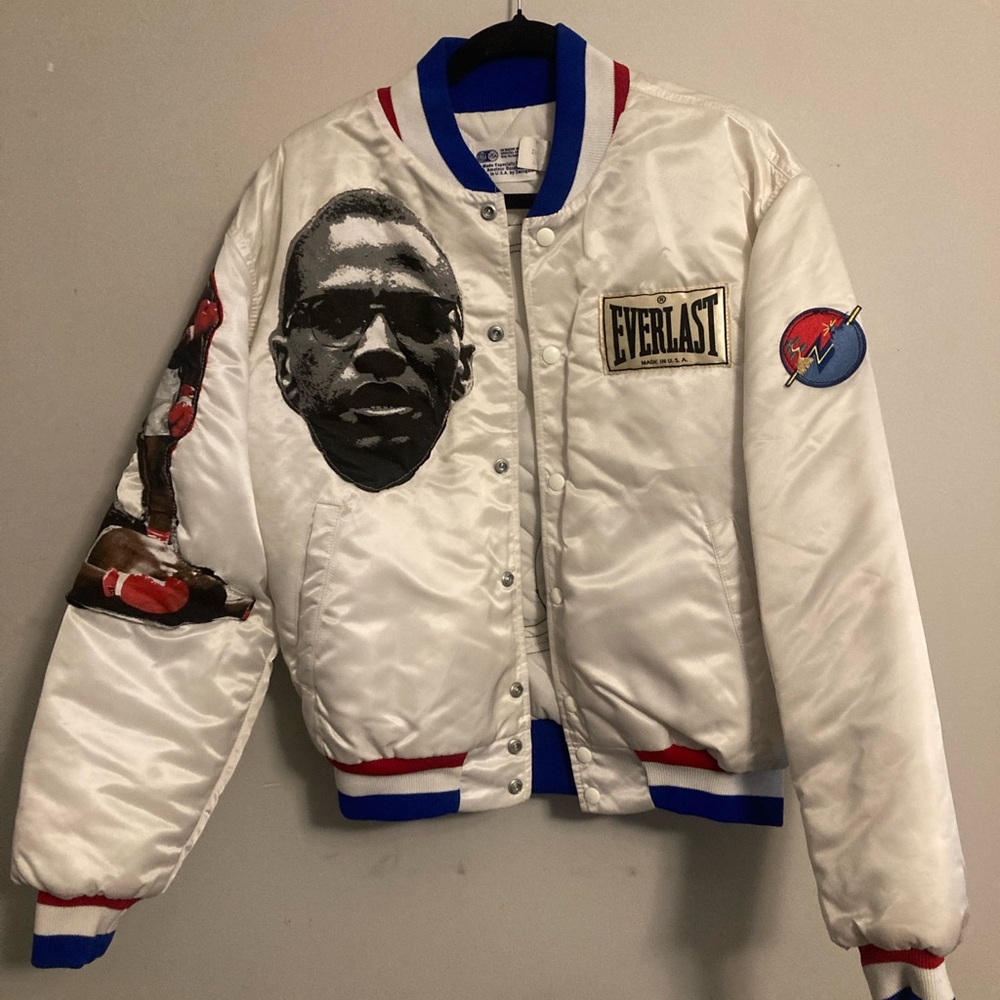 Everlast White Satin Jacket with Graphic Patches